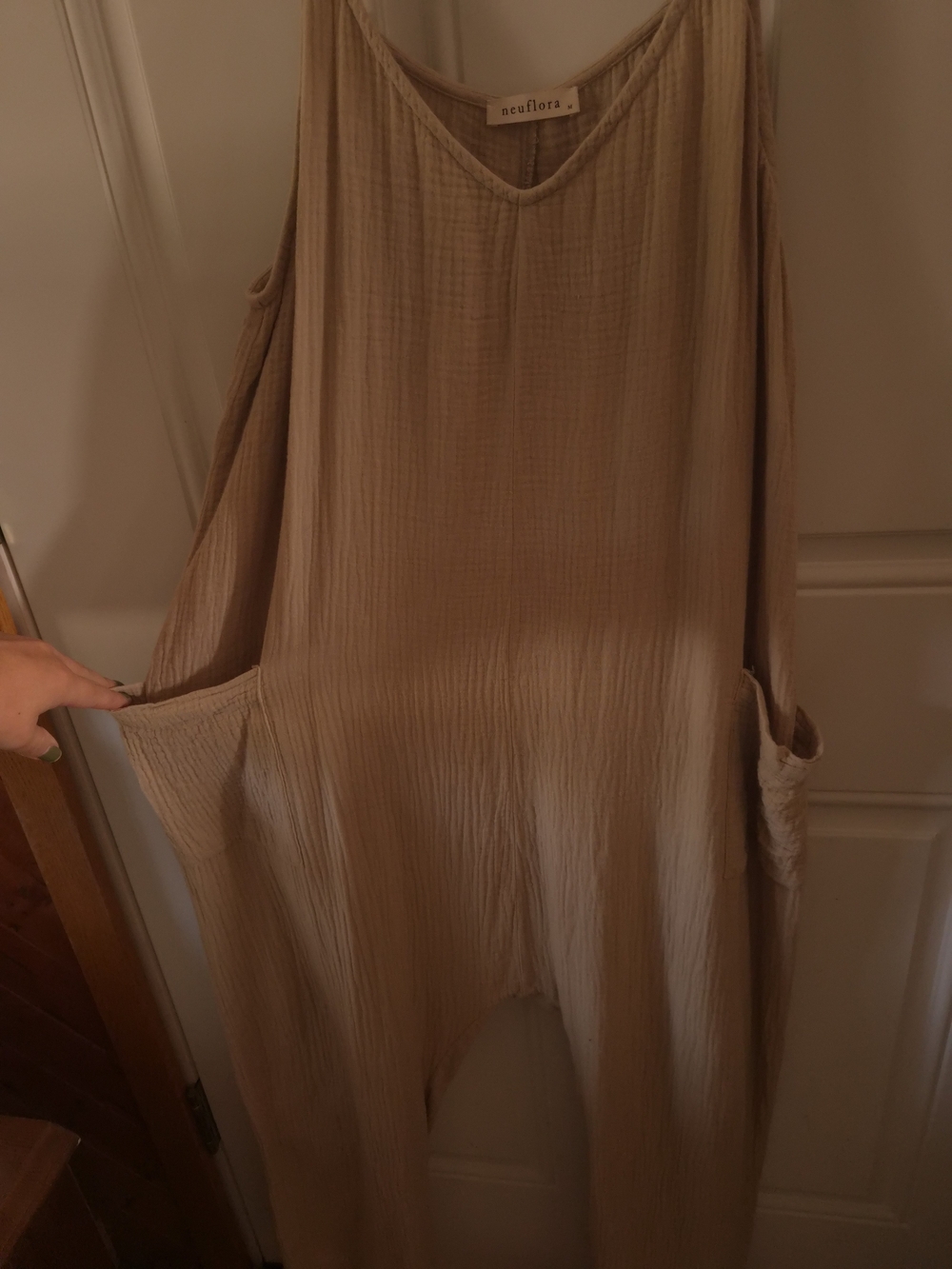 Neuflora Beige Wide-Leg Jumpsuit with Spaghetti Straps - Picture 2 of 5